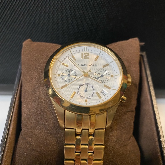 Michael Kors Gold Band Chronograph Watch - Picture 1 of 4